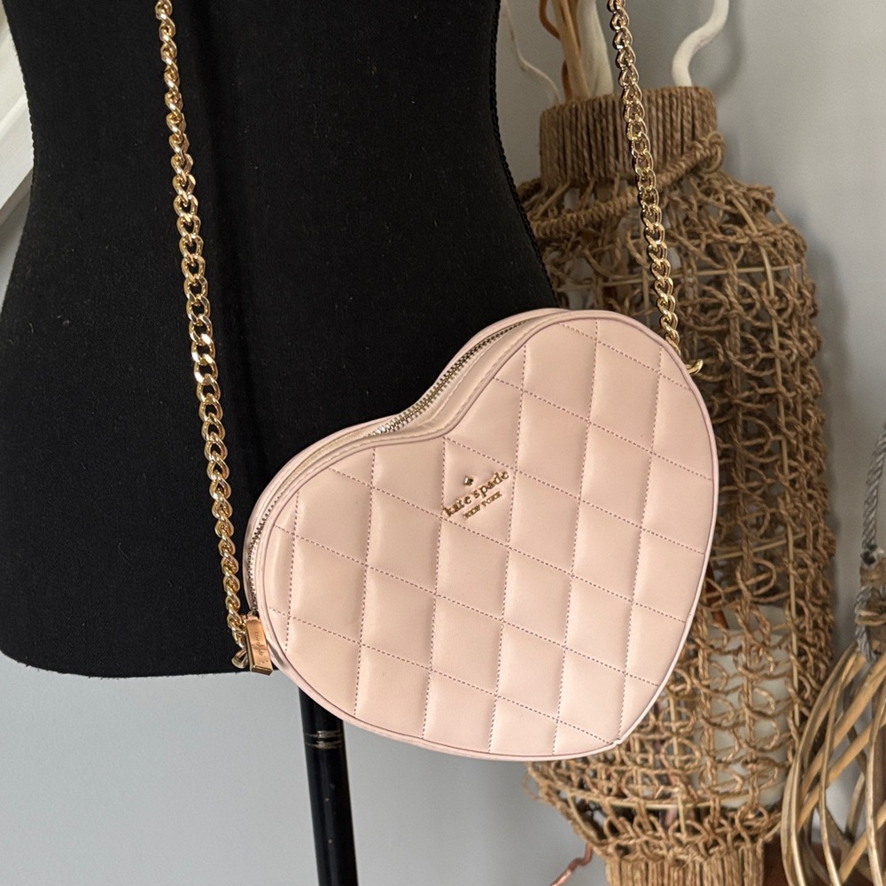 Kate Spade Quilted Heart Crossbody in Pale Pink